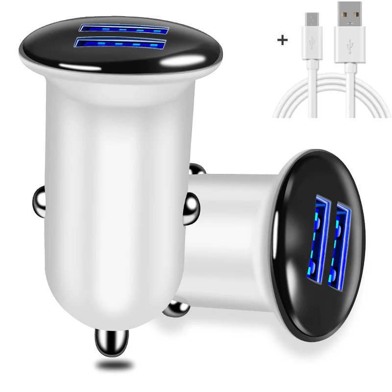 

Universal Mobile Phone Car Charger Dual USB Port Chargers for Xiaomi Redmi Huawei 2.4A Quick Charging USB Cable Micro Cables