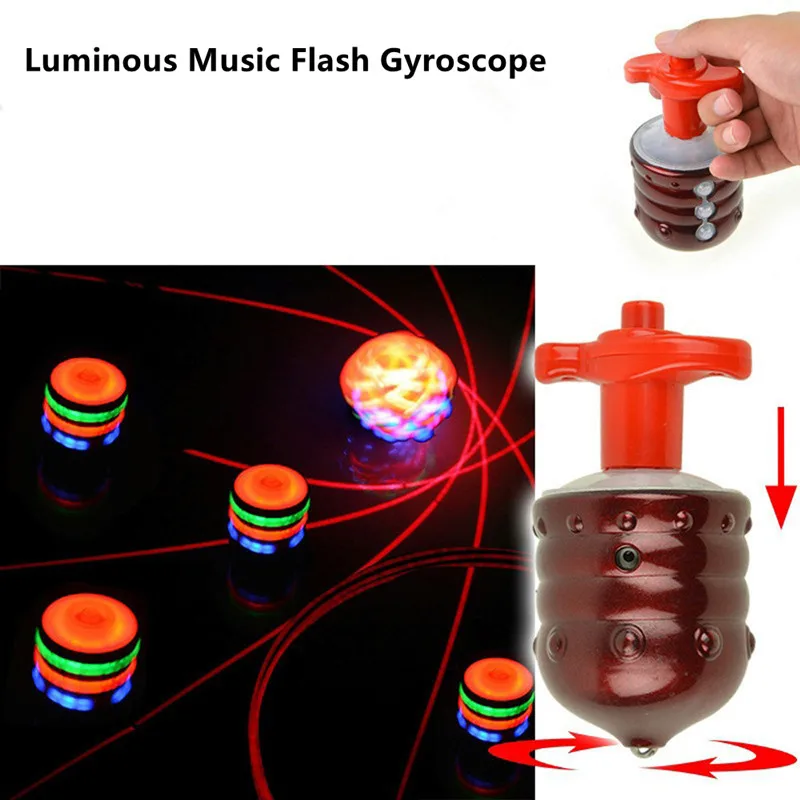 

1Pc Interesting Colorful Luminous Music Flash Gyroscope Toys LED Light Spinning Top Laser Music Gyroscope Toys Gifts For Kids