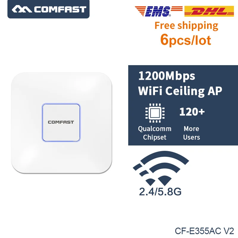 

6pcs COMFAST Wireless AP 1200Mbps 802.11AC 5Ghz OPEN DDWRT Wifi router antenna Access point indoor AP hotspot router 120+ users