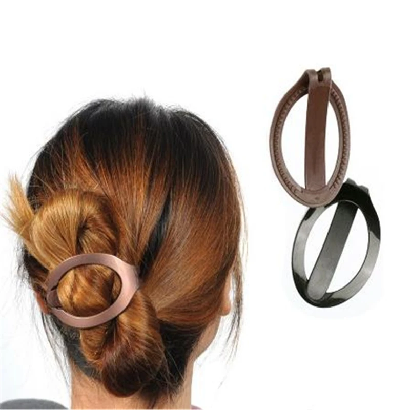 1pc Women Girls Soft Plastic Hair Clip Bun Maker Barrette Styling Tool New Fashion Hair Accessories Black / Brown