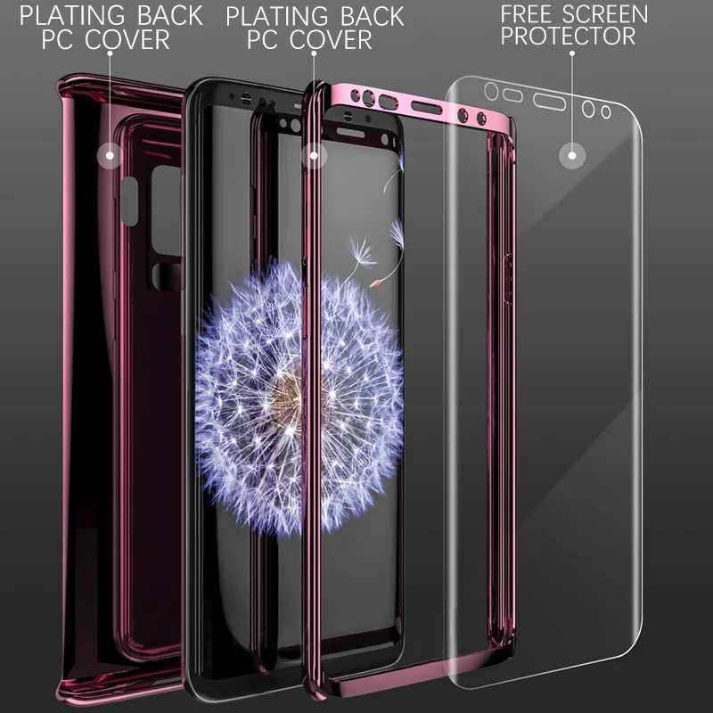 

Luxury 360 Degree Plating Mirror Phone Case For Samsung Galaxy S8 S9 S10 Plus Note 8 9 Case For Samsung S7 Edge S10 Lite Cover
