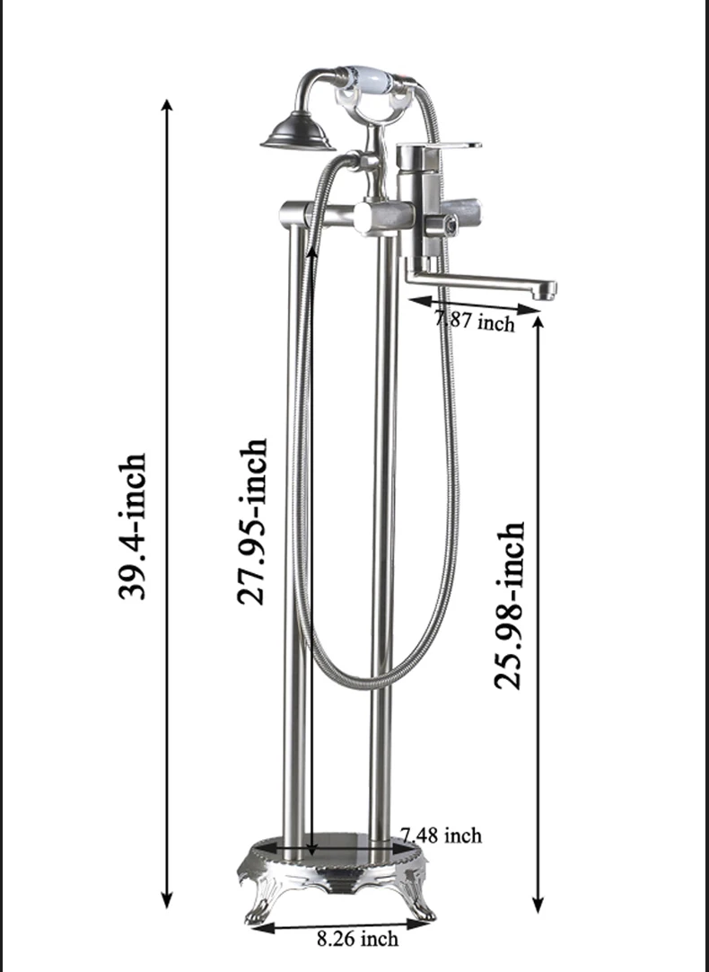 Bathtub-FaucetFloor-Stand-Faucets-Shower-Free-Standing-Brass-Floor-Tub-Mixer-W-Hand-Spray-Black-Brushed
