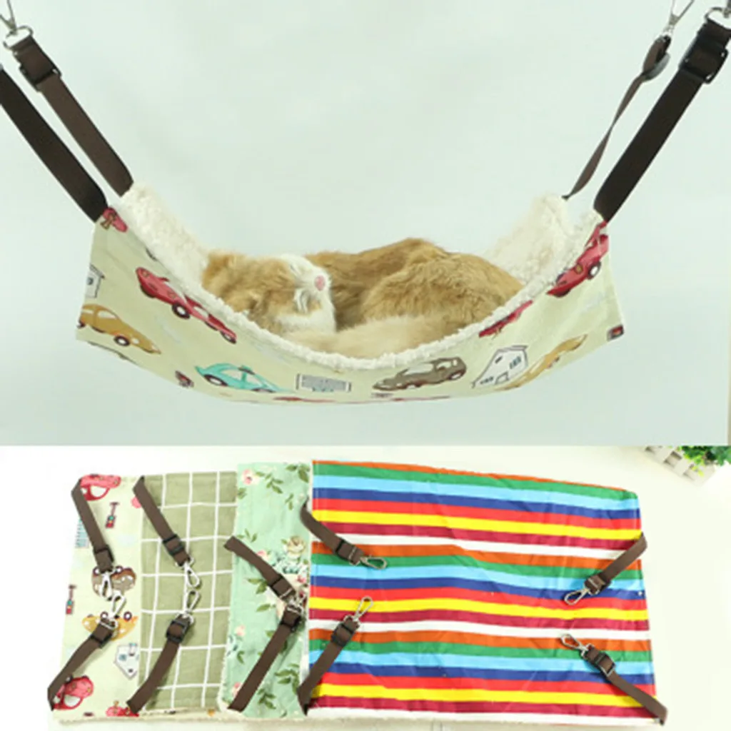 

Transer 2019 TOP Hanging Pet Hammock Removable Cotton Fleece Bed Animal Pets Swinging Sunbath 12.27
