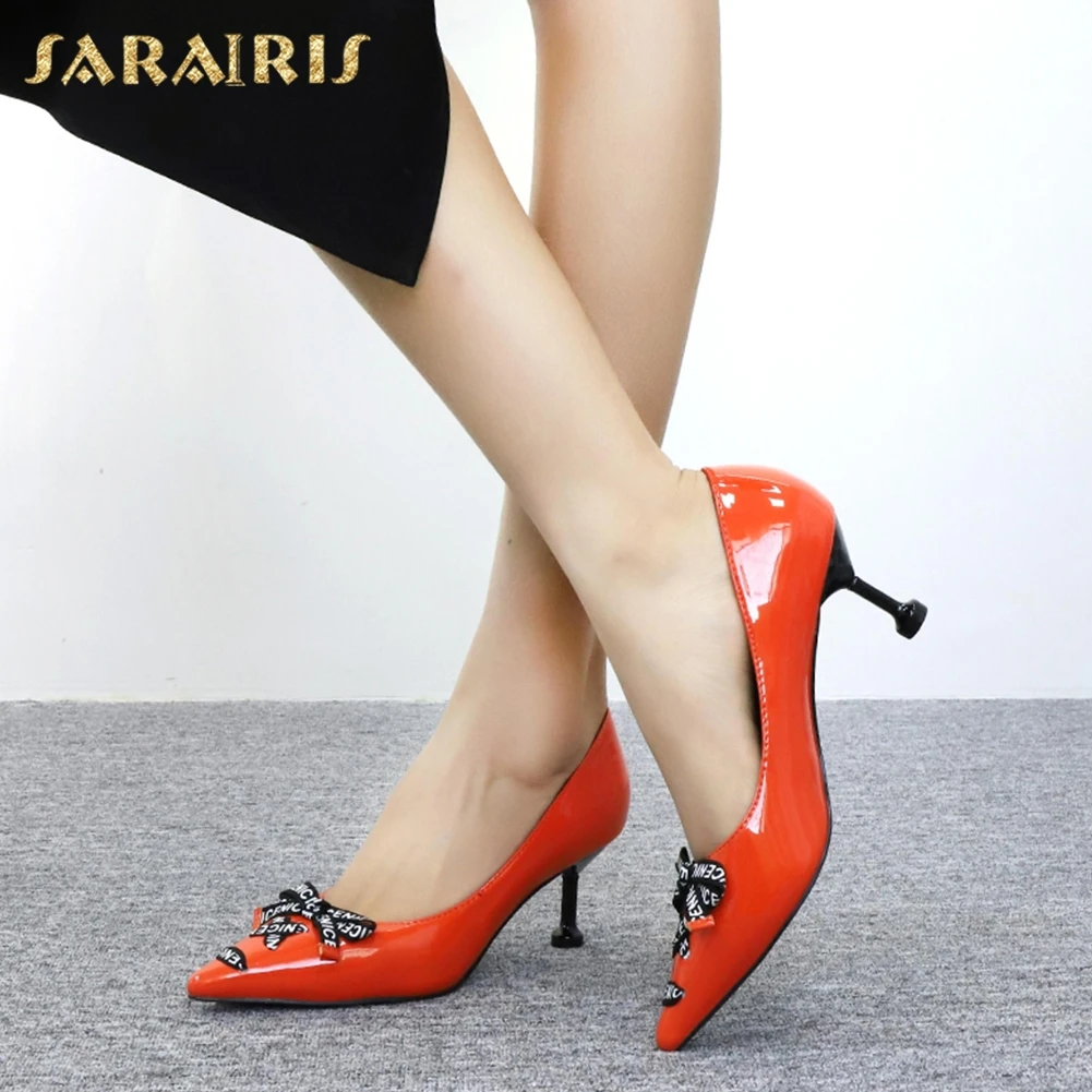 

Sarairis Brand New Design Pointed Toe Elegant Pumps Woman Shoes Slip On Dropship Bowtie Strange Style Shoes Woman Pumps