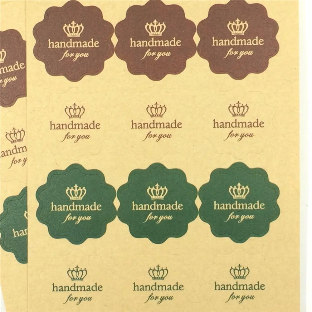 

240pcs Gift Bag Sealing Label/ Kraft Paper Labels Hand Made with Crown Envelope Stickers Especially For You Seal Sticker
