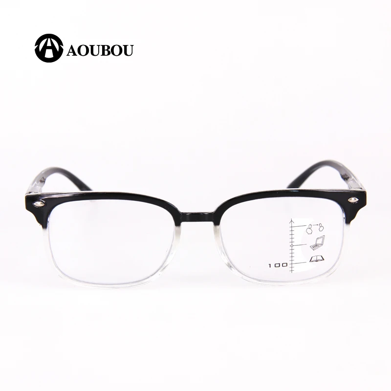 Cena AOUBOU wysokiej jakości Unisex progresywne soczewki wieloogniskowe okulary do czytania mężczyźni kobiety prezbiopia nadwzroczność okulary dwuogniskowe A010