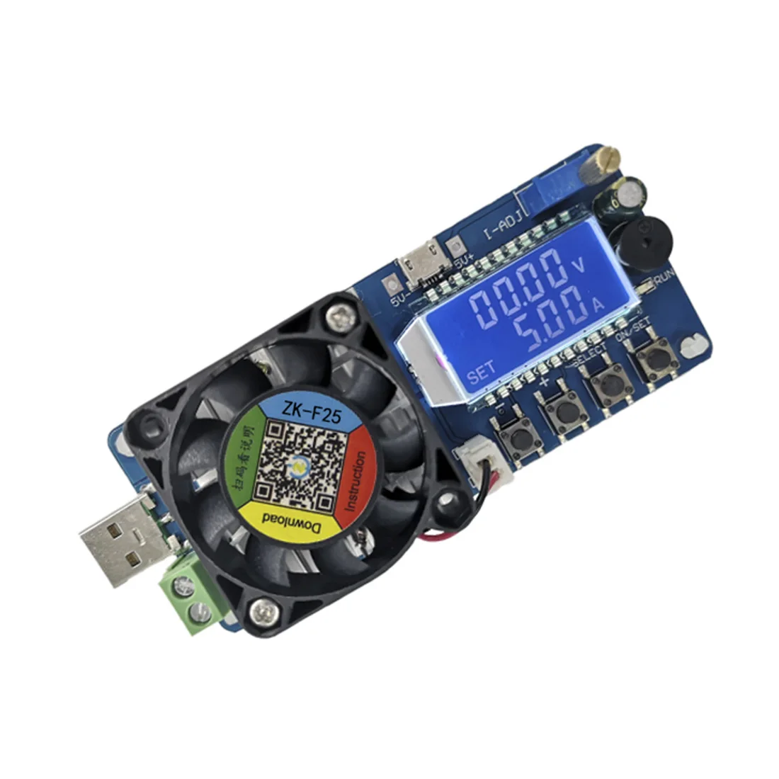 

ZK-FX25 Battery Capacity Tester Voltmeter Adjustable Constant Current Electronic Load Tester - Blue