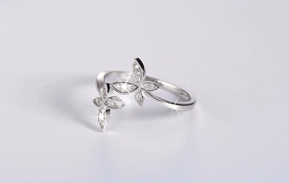 Butterfly Adjustable Rings - Austrian Cubic Zirconia