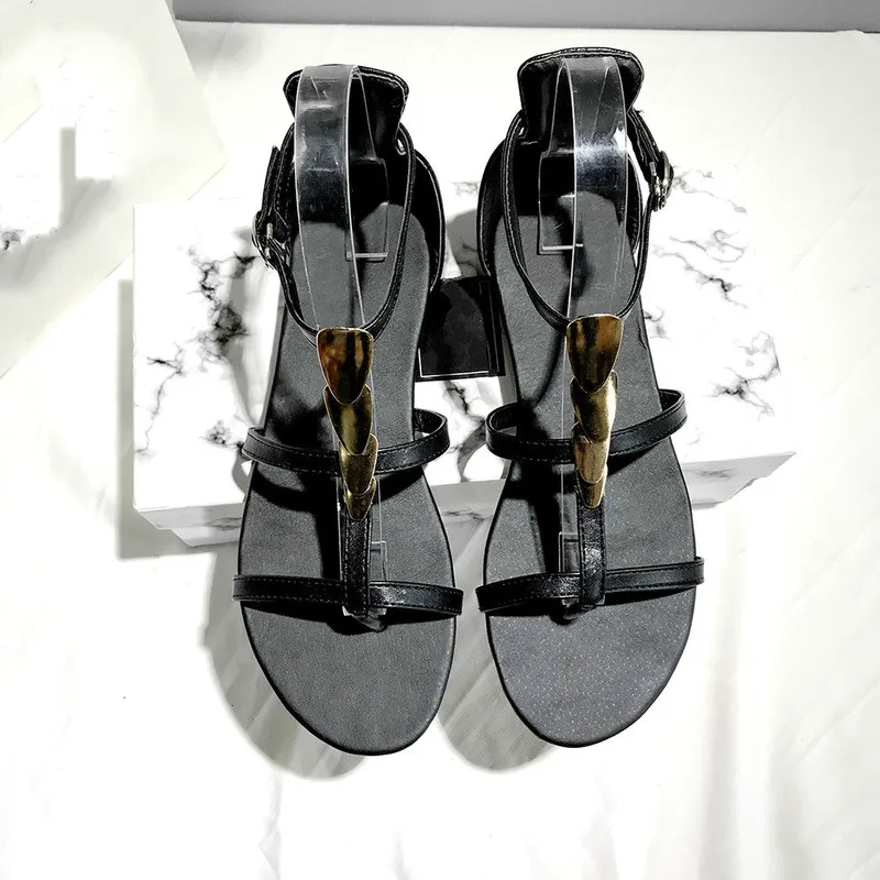 

Women Soft Bottom Flat Sandals Pu Leather Summer Shoes Women Casual Gladiator Sandals Plus Size 43 Beach Shoes Female