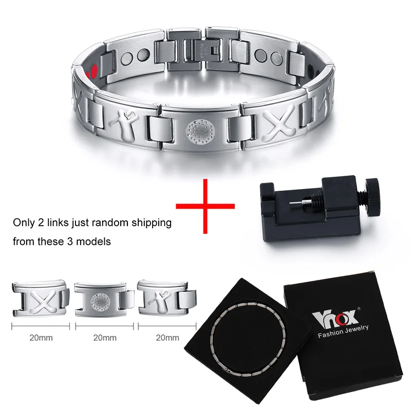 Vnox Men's Bio 4 Elements Energy Magnetic Bracelet Healing Stainless Steel Golf Bracelets Drop-Shipping Health Care Jewelry - Окраска металла: Set2