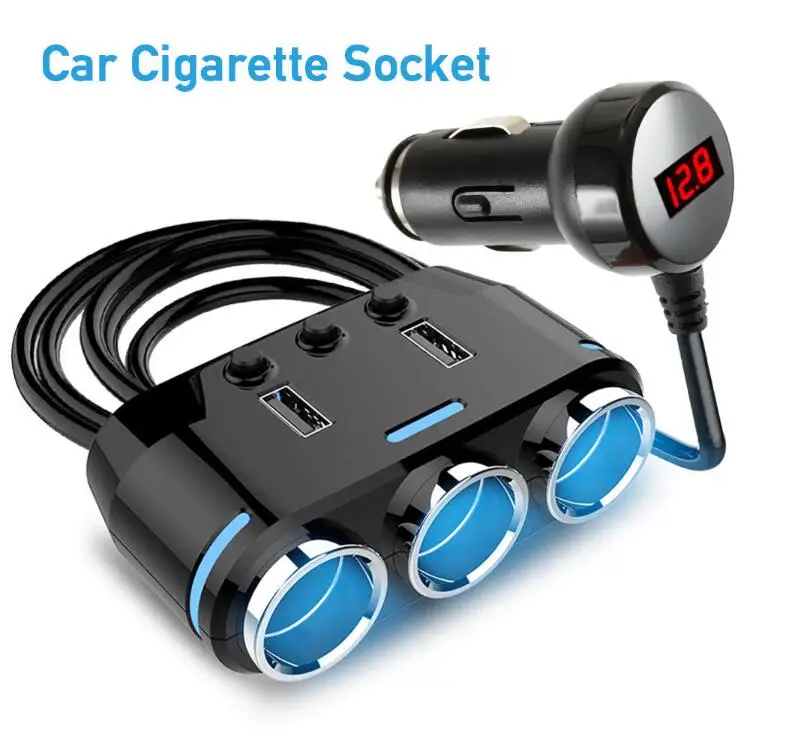 12-24V 150W 12 V-24 V автомобильный прикуриватель 3 сдвоенная розетка сплиттер светодиодный USB Зарядное устройство адаптер Напряжение монитор для телефона Pad - Название цвета: 12-24V 150W