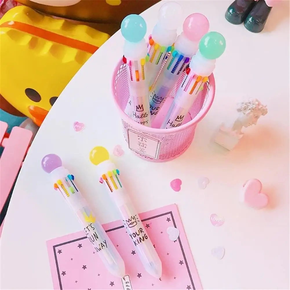 Свежие Конфеты цветная шариковая ручка многоцветный 10 в 1 мяч ярких цветов шариковая ручка милый маркер ручка