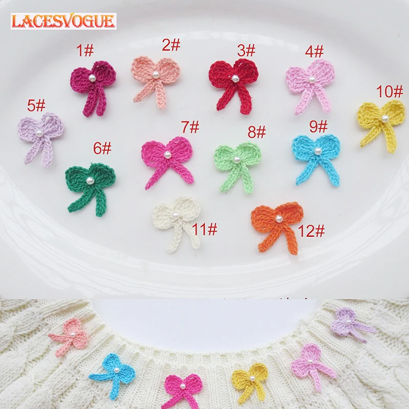 100PCS 2.6cm Handmade woolen Yarn Crochet Knitted butterfly applique Patchwork DIY needlework sewing accessories Cloth paste 602 | Дом и сад