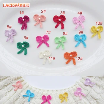 

100PCS 2.6cm Handmade woolen Yarn Crochet Knitted butterfly applique Patchwork DIY needlework sewing accessories Cloth paste 602
