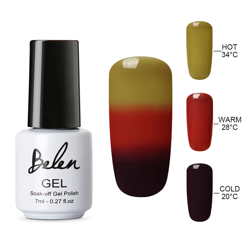 Belen 3 в 1 меняющий цвет лак для ногтей отклеивающийся лак для ногтей гель УФ-лампа для сушки теплового цвета акриловая краска верхнее Базовое покрытие нужно - Цвет: 4226