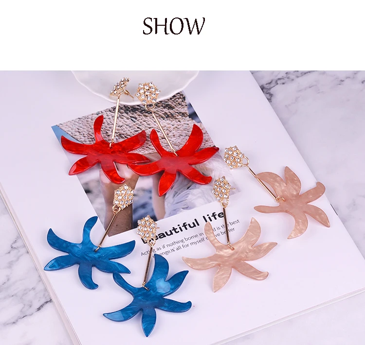 YUQINQIN Trendy Drop Earrings for Women 2018 Jewelry Long Resin Flower Earings Fashion Elegant Acrylic Dangling Wedding Earring (1)