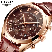 Top Brand LIGE Fashion Quartz Watch Men Military Waterproof Sports Watches Men Casual Leather Wristwatches Relogio Masculino+Box