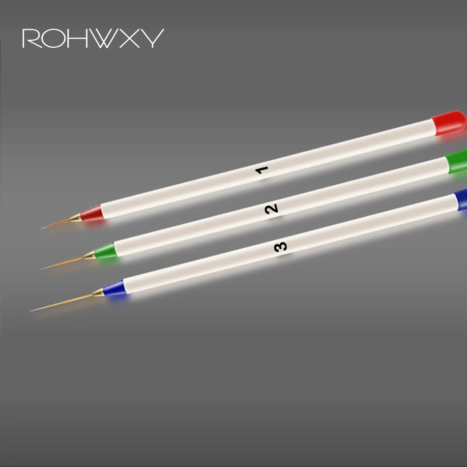 ROHWXY для нейл-арта, кончик для рисования, сделай сам, акриловая Гелевая Кисть, набор для рисования, Цветочная линия, сетка, французский дизайн, инструмент для маникюра