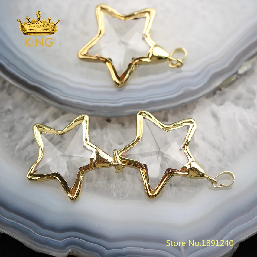 10 шт. стеклянные подвески в форме звезды поделки серьги 35 мм ограненное