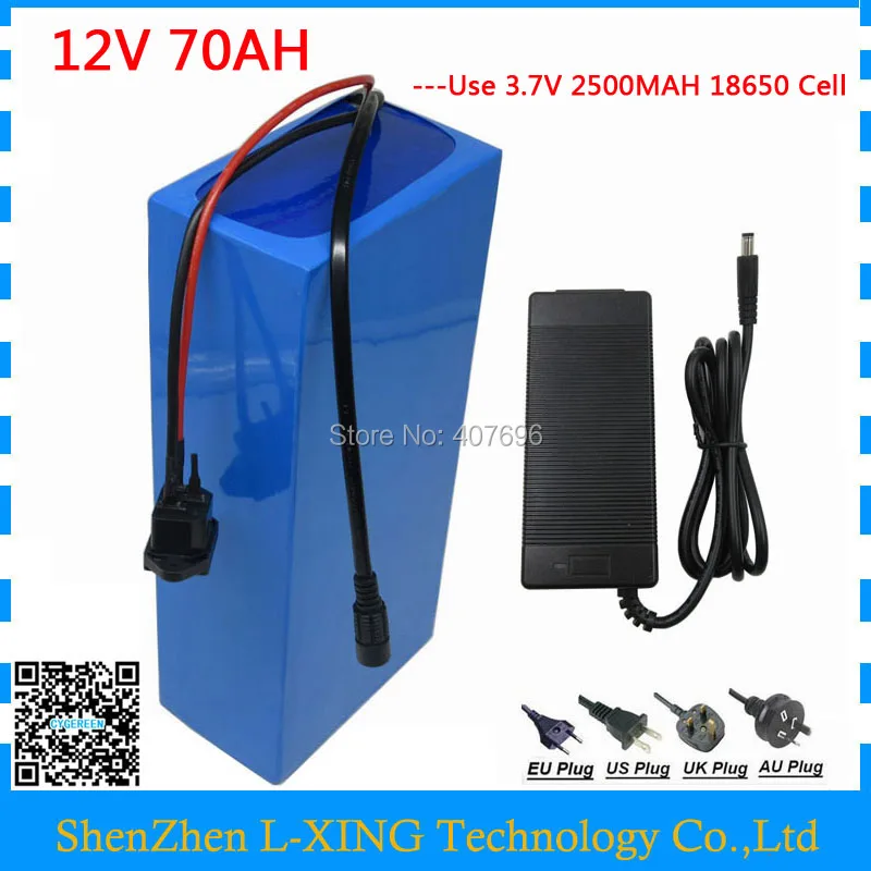

Wholesale 5pcs/lot 12V 70AH battery 12Volt 70AH 70000MAH Lithium ion battery 30A BMS for 12V 3S Ebike Battery 5A charger