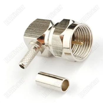 

50 Pieces F Male Solder Plug Right Angle Crimp connector for RG179 RG178 RG316 75 Ohm