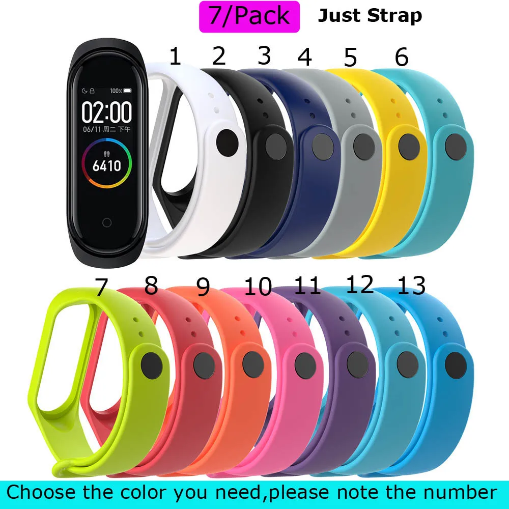 Для Xiaomi Mi Band 4 браслет SmartWrist Силиконовый Браслет замена 7 шт.|Смарт-аксессуары| |