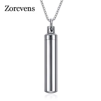 Capsule Pendant Necklace Silver Color Open Cylindrical Pendants
