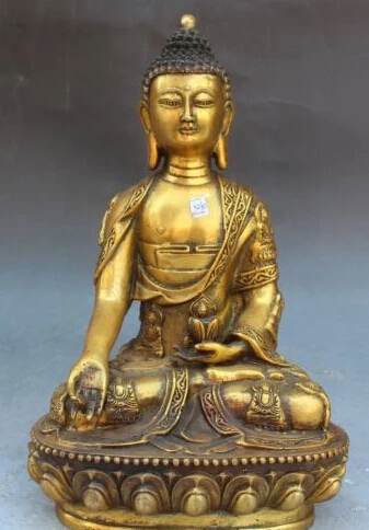 

30CM Tibet Buddhism Bronze Gilt Seat Shakyamuni Amitabha Sakyamuni Buddha Statue