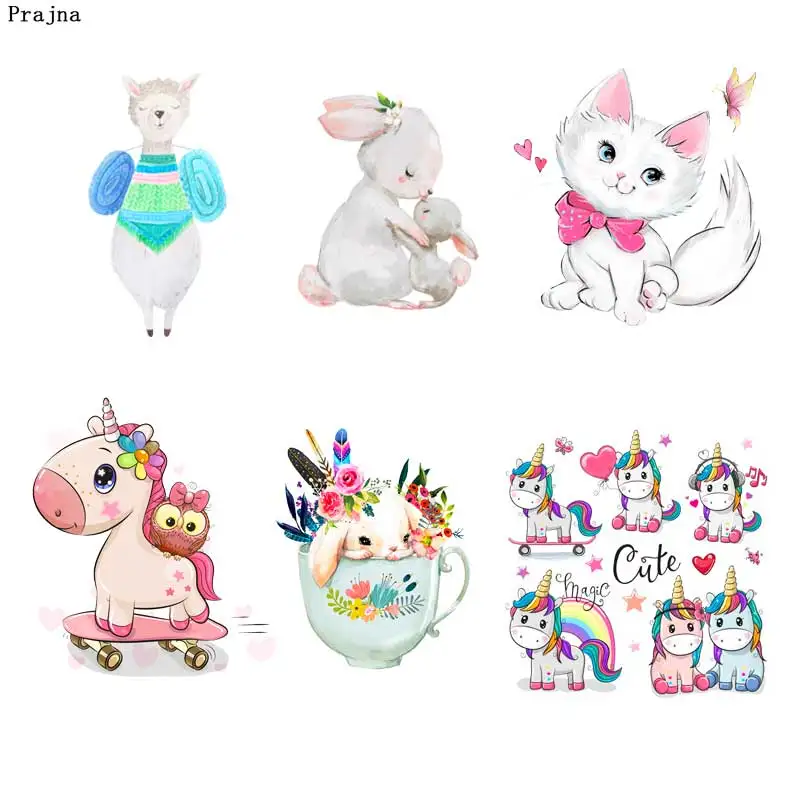 

DIY Cute Animal Stickers Iron On Patches For Clothing Heat Transfers For Clothes Unicorn Stickers Applique On Clothes DIY F