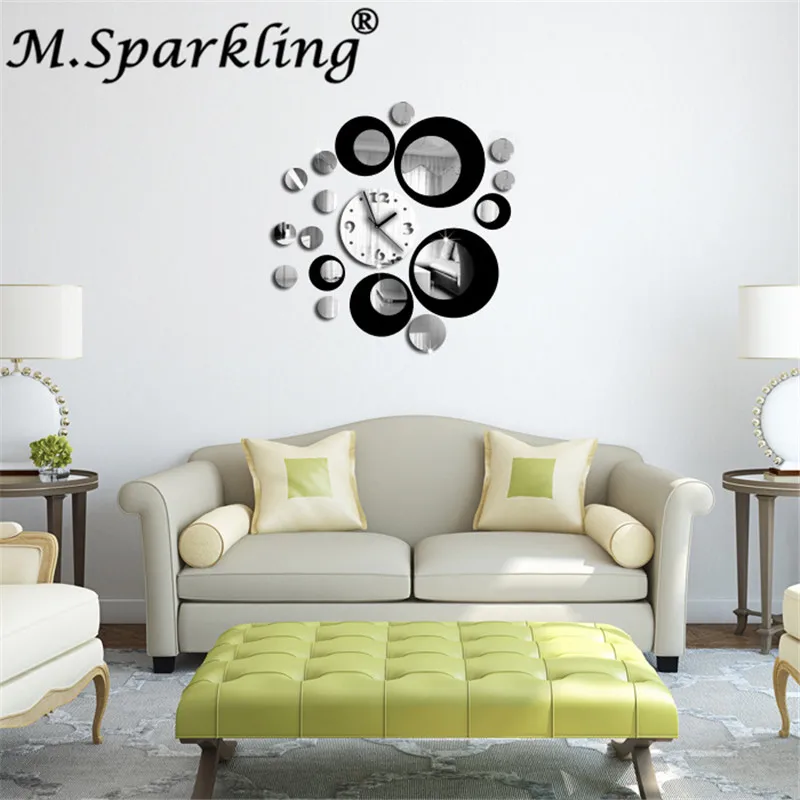 Fashion Diy Wall Clock Stickers Home Decoration Acrylic Mirror Wall Clocks Surface Modern Design