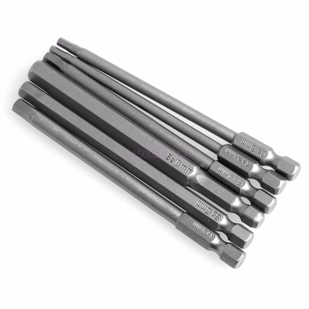 6 шт./компл. T2.5 T8 100 мм Магнитная отвертка Torx биты 1/4 &quotшестигранный