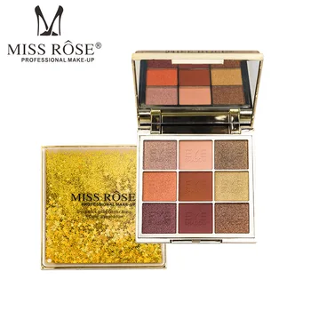

Miss Rose Professional Makeup 9 Color Eye Shadow Palette Earth Color Nude Color Matte Shimmer Pigmented Eyeshadow Powder