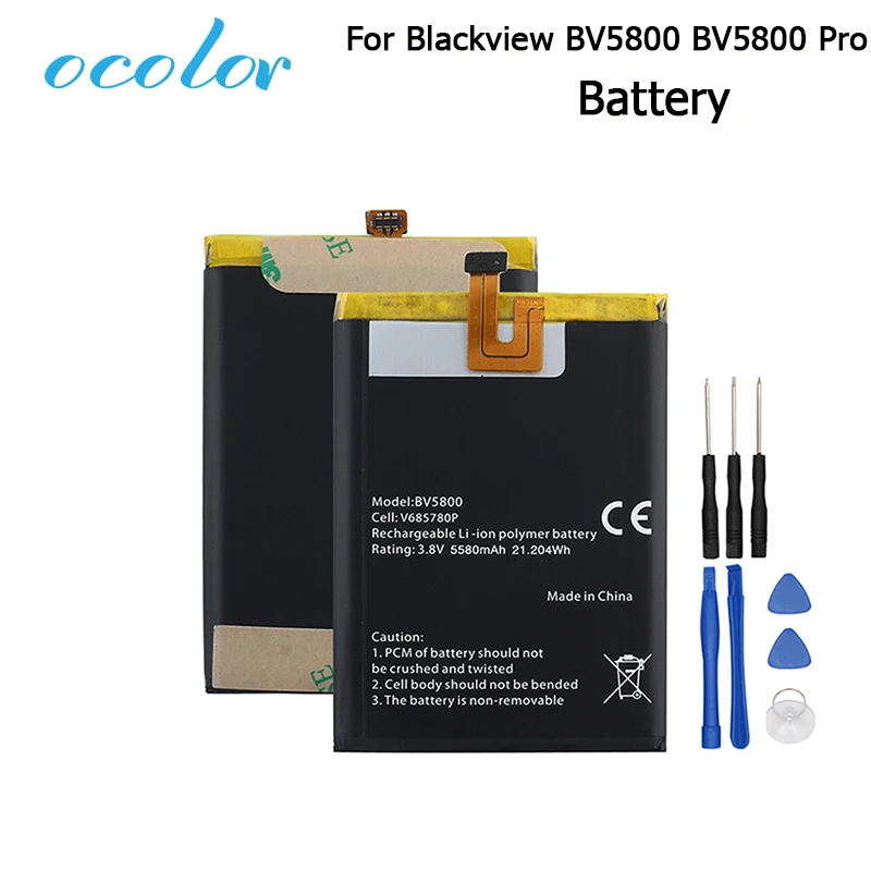 Аккумулятор ocolor для Blackview BV5800 емкостью 5580 мАч длительным временем ожидания с