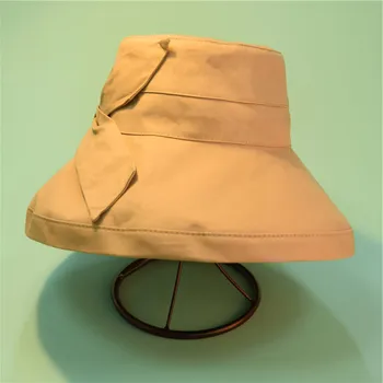 

Sunscreen Travel hat Lady Summer Beach Wide Brim Fisherman Hat Women Fashion Cotton and Linen Big Bowknot Plain Bucket Hat