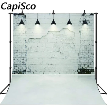 

Capisco white broken Brick Wall Wood Floor Pictorial vinyl Cloth Customized Photography Backdrop Background Studio Prop