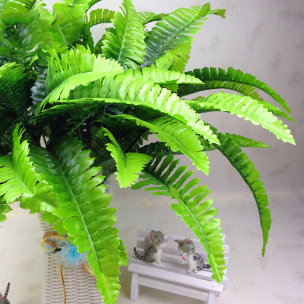 Green Artificial Fern Bouquet Silk Plants Fake Persian Leaves Decal Super N