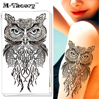 M-Theory Wild Temporary Tattoo Body Art, Blue Eyes Owl , Flash Tattoo Sticker Keep 3-5 days Waterproof 20*12cm