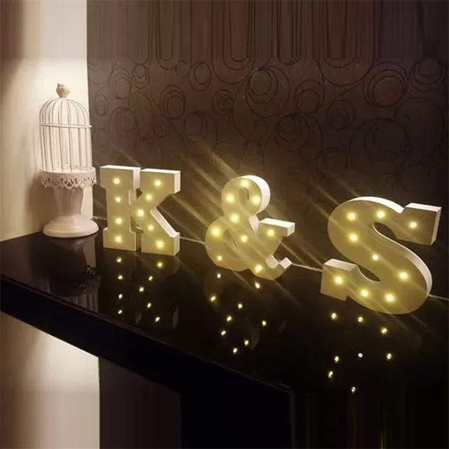 Wooden Letters Alphabet Led Lamp Sign Marquee Light Up Night Wooden Letters Alphabet Led Lamp Sign Marquee Light Up Night Grow Wall Decoration For Bedroom Wedding Ornaments Lights