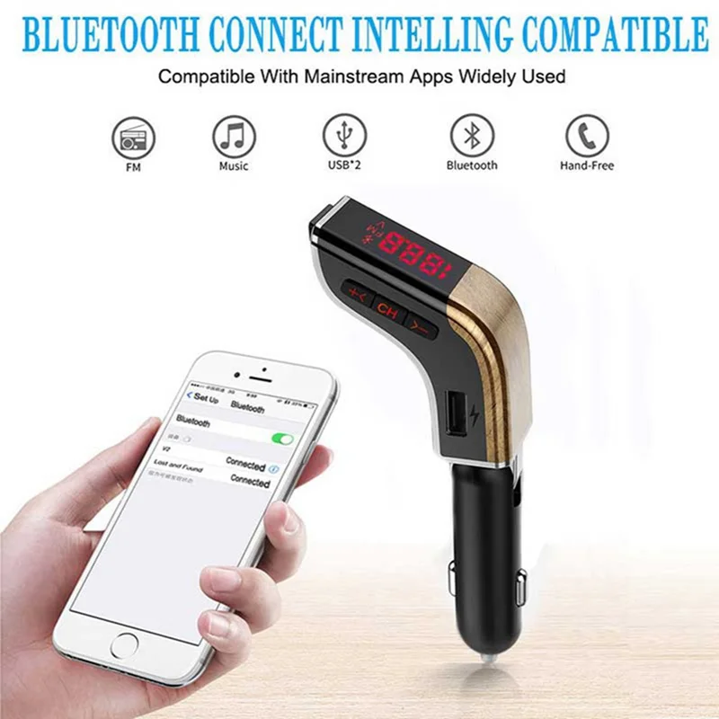 VicTsing Car Bluetooth Mp3 Player FM Transmitter Red Screen Mp3 Music Player USB Car Charger 5V 3.1A 1A Bluetooth Mp3 Player Kit (6)