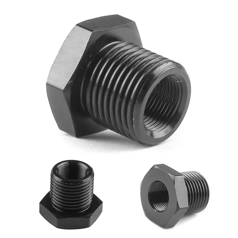 

New Car Oil Filter Threaded Adapter 1/2-28 to 3/4-16 Black Anodized Aluminum