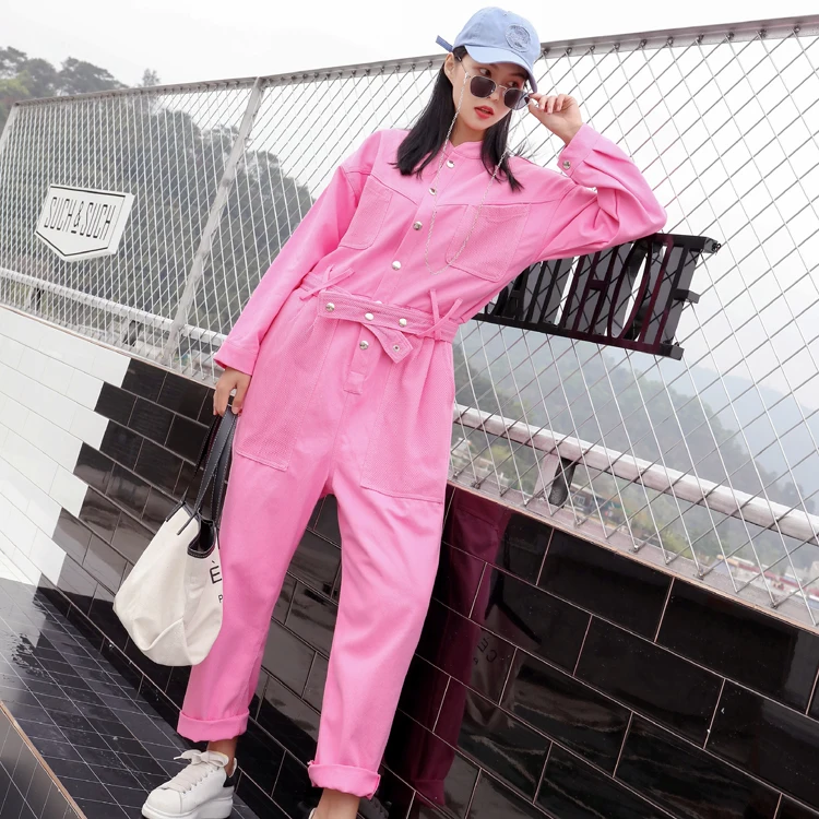 Broek Vrouwen Koop Vadim Pantalon Mujer 2019 Lente Nieuwe Stuk Broek Losse Dunne Lange Mouwen Stand Kraag Curling Jumpsuit Vrouwen