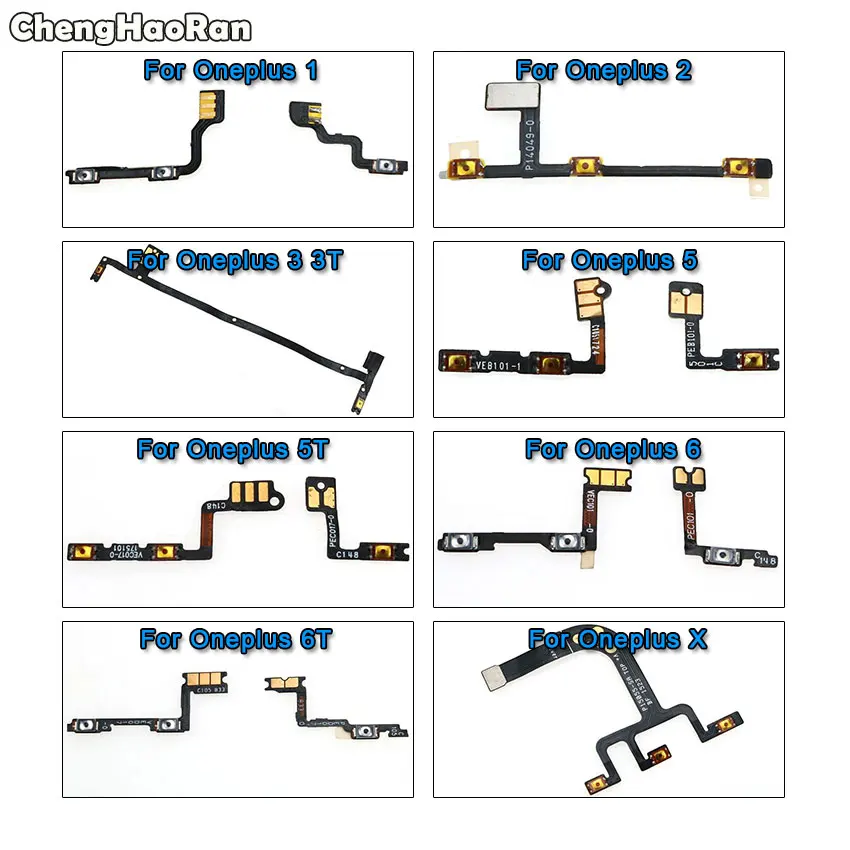 

ChengHaoRan Power On/Off Volume Up/Down Button Flex Cable For OnePlus One 1 2 3 3T 5 5T 6 6T X A0001 A3000 Replacement Part