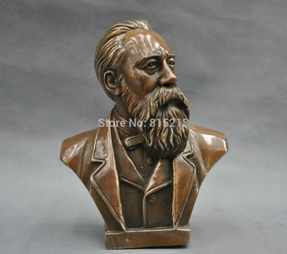 

bi0011717 7" China Pure Bronze Communist Friedrich Von Engels Bust Statue