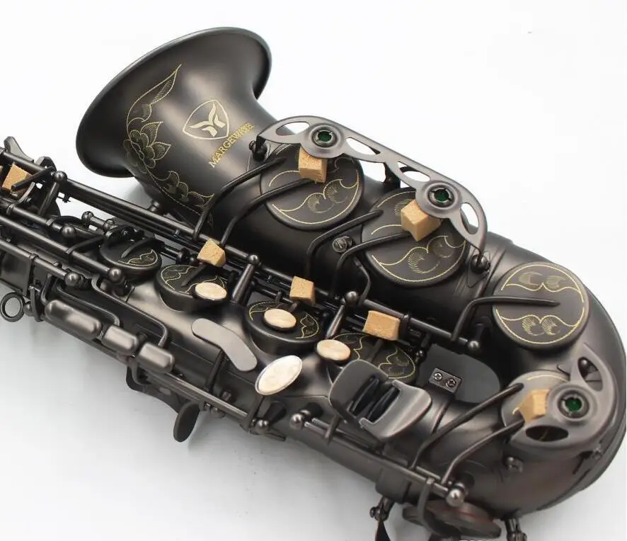 

Hand Carved Flowers Black Nickel Plated Saxophone Alto Brass Music Instruments Eb Tune Sax With Case And Mouthpiece Gloves