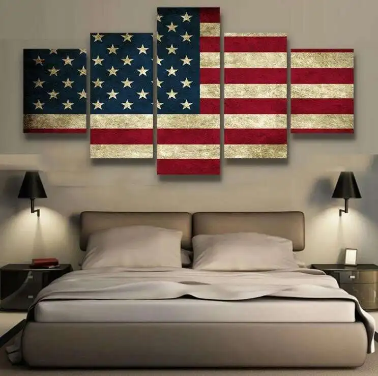5 Piece Canvas Rustic American Flag Picture Painting Room W1200 90b4 5 Panel Wall Pictures For Living Room Picture