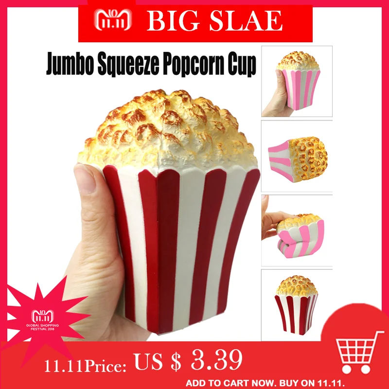 

Newest Jumbo Squeeze Popcorn Squishy Bread Cute Soft Slow Rising Pop Corn with Cup DIY Decor Kids Toy GiftT20