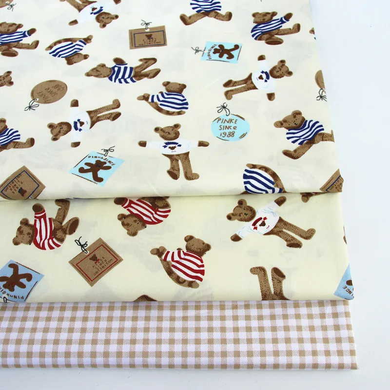 

One meter printed bear 100% cotton Fabric by meter DIY Sewing Quilt Scrapbooking Tissue Needlework Material Curtain