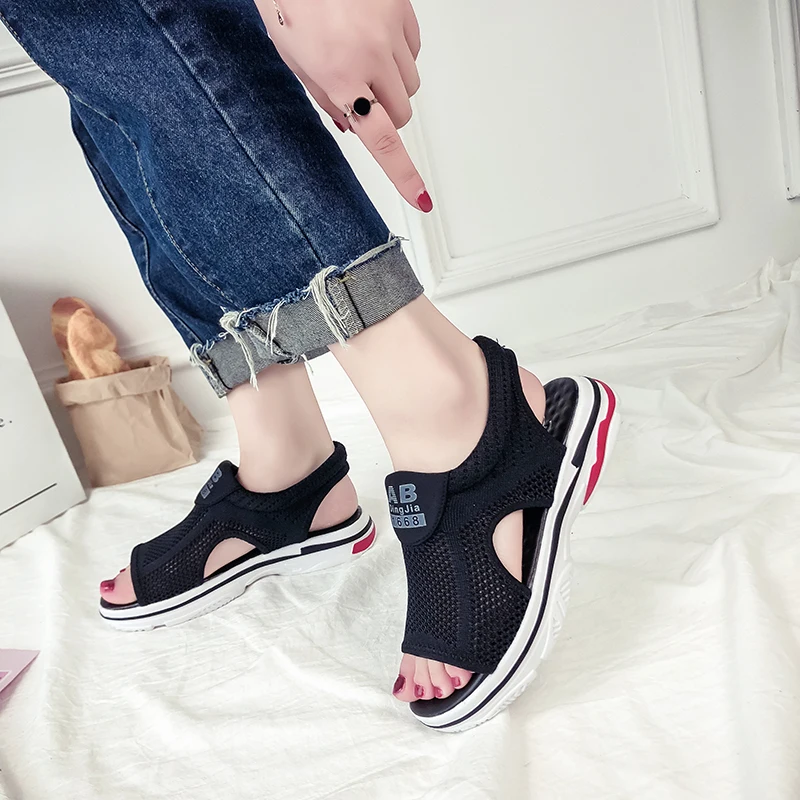 flats Women Sandals 2019 Comfortable Breathable Mesh Non-slip Ladies Casual Walking Summer Beach Sandals Shoes women mujer #962