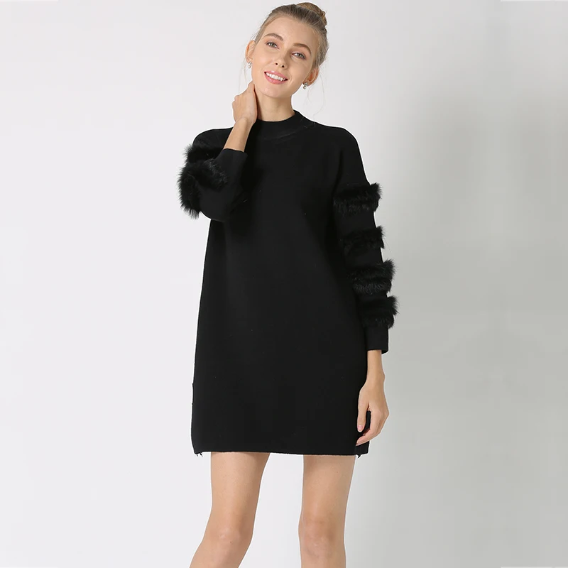 Chictorso Real Fur Long Sleeve Women Sweater Pullovers Girls Jumpers Dresses Knitted Top Fashion Winter Sweaters Outwear Black Chictorso Real Fur Long Sleeve Women Sweater Pullovers Girls Jumpers Dresses Knitted Top Fashion Winter Sweaters Outwear Black
