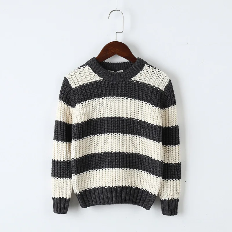 Buy Boy knitted sweater stripe sweater Woolen pullover casual autumn Winter